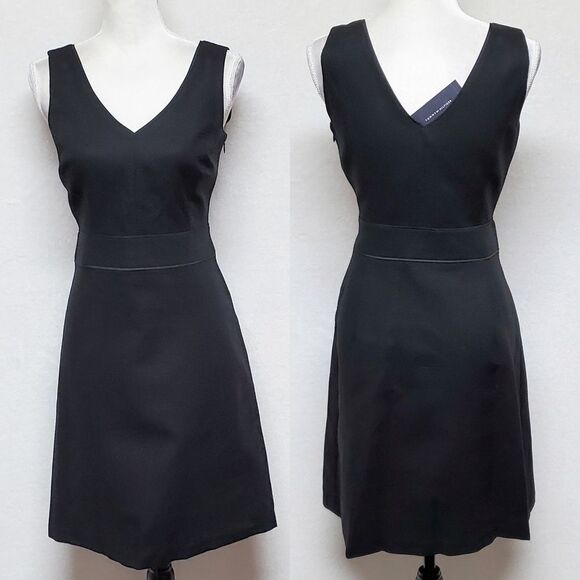 TOMMY Hilfiger Black Diamond Texturex Sleeveless V-neck Fitted Waist Shift Dress - Picture 1 of 13